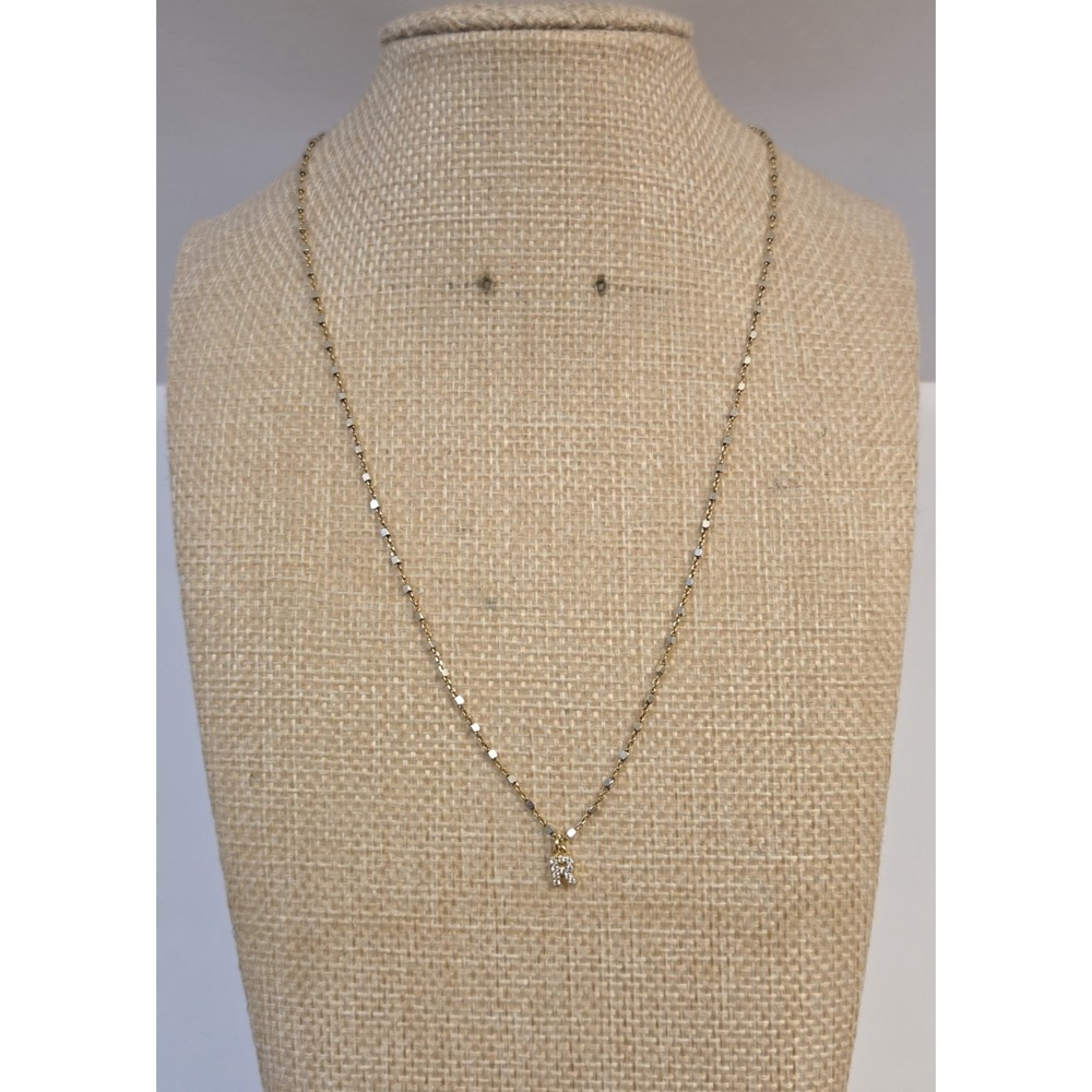 Fyb Sterling Silver Initial R Gold & Silver Tone Identity Necklace 16" New